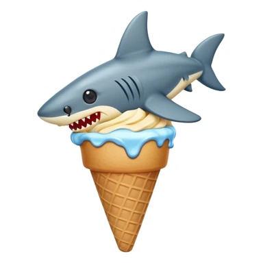 Black cat shark ice cream sticker