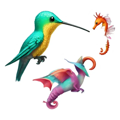 Humming bird and sea horse  sticker