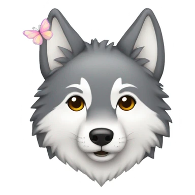 a kawaii wolf with butterflies sticker