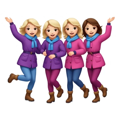 girls dancing while snowing sticker