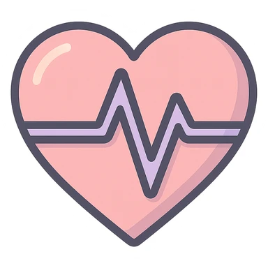 stylized heart with a cardiogram line inside, icon-color-outlined style, thin clean contours, soft rounded shapes, pastel palette #98B5BC, #B5B3C1, #C9A3C9, #E4C0CA, #F7DCD1, #F7C0AA, detailed shadows and highlights, soft lighting, transparent background, no base or decoration sticker