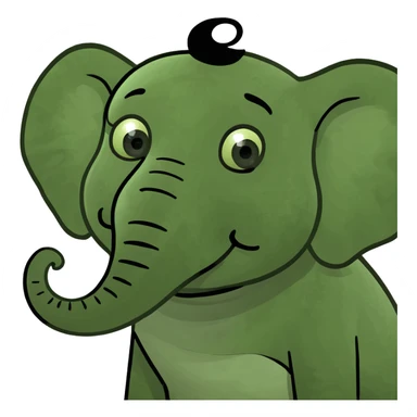Elephant with curly bla sticker