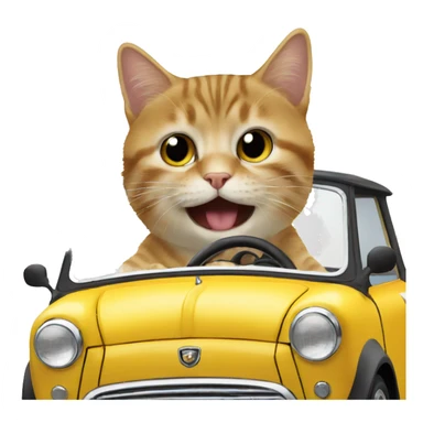 cat driving an Austin mini sticker