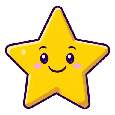 3D golden star with extra glitter and sparkle, smiling face, cartoon icon style, Pixar-inspired lighting, pastel yellow background sticker