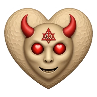 beige heart satanic sticker