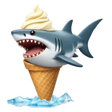 Shark eating ice cream sticker