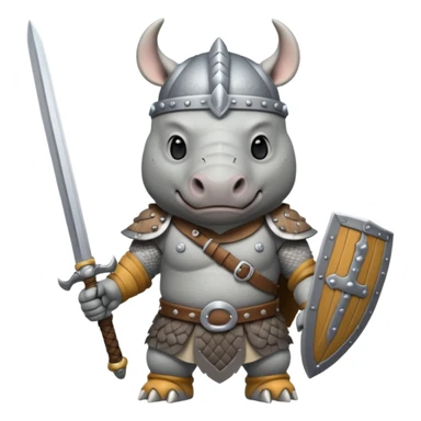 rhino with viking helmet and sword sticker