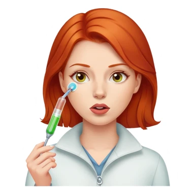 Redhead woman with thermometer in her mouth sticker
