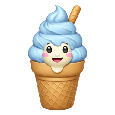 cono de helado de vainilla kawaii con ojitos sticker