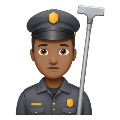 janitor wearing dark-grey custodian uniform sticker