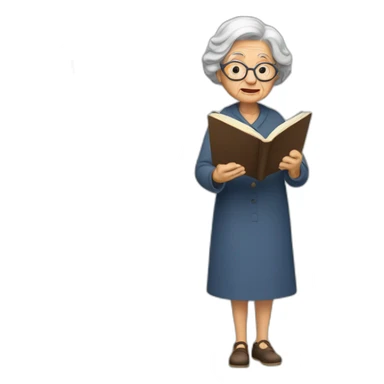 old woman reading a book full body sticker