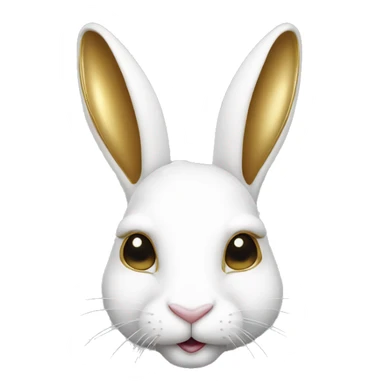 white rabbite face, luxury style, gold border sticker