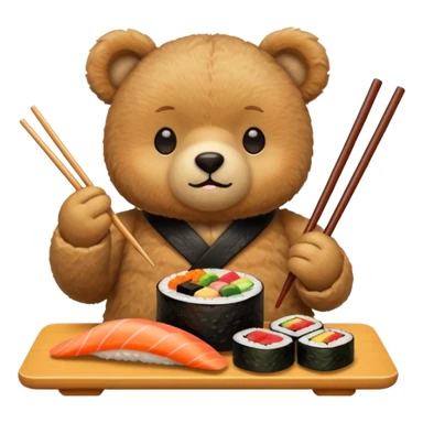 Teddy bear eating sushi  sticker