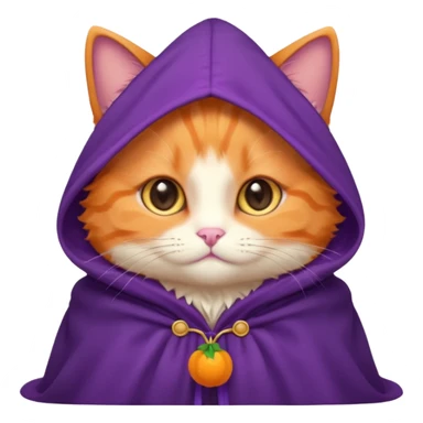 baby orange cat in purple cloak sticker