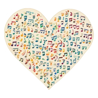 Map to my heart with music notes in the map and the letters CH sticker