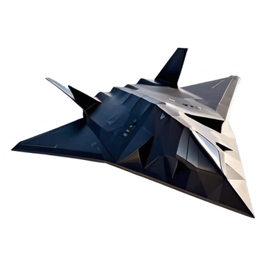 F-117 Nighthawk - Lockheed Martin (Stealth Grey) A futuristic stealth attack aircraft with a distinct faceted, angular design in a stealthy matte grey. Its sharp, jagged edges and unconventional, almost alien-like shape make it look like a shadow cutting through the night sky. The surface should appear non-reflective with subtle panel lines. sticker