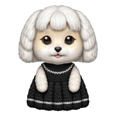 Maltese seduto in bianco e nero con vestitino in maglia sticker