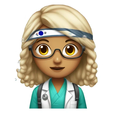 Scientist girl with Indian, Korean flag andbubbles sticker