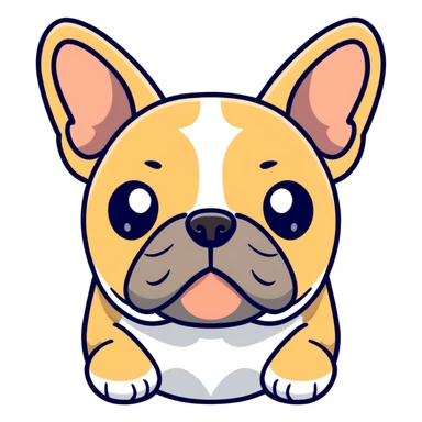 cute tan french bulldog head with characteristic facial features sticker