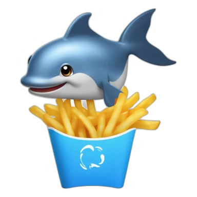 Un dauphin qui mange des frites sticker