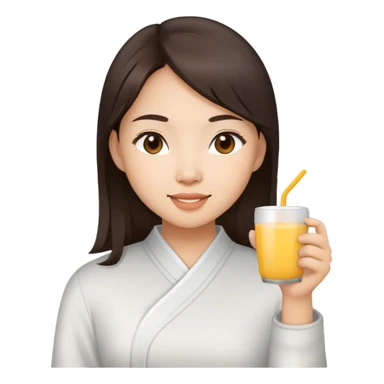 Asian brunette girl saying good morning  sticker