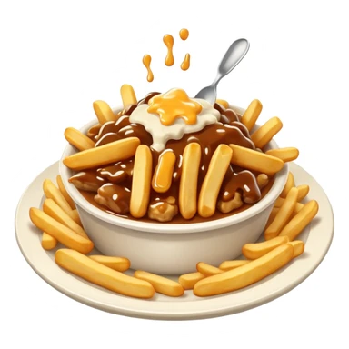 poutine in a white plate sticker