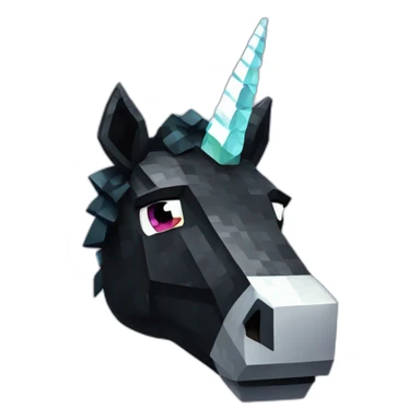 Minecraft Glitter Black Unicorn Head With Diamond Horn sticker