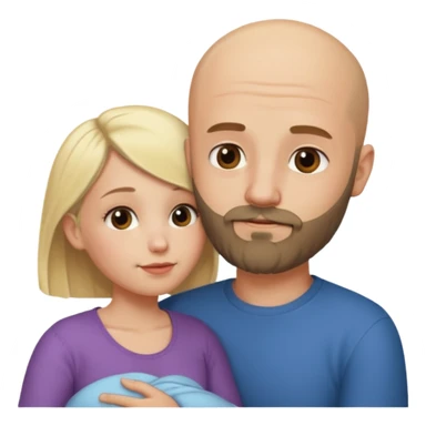 Tuląca się para. Rodzące się uczucie. On - łysy z ciemnym, kilkudniowym zarostem. Ona - niższa od niego o głowę blondynka. sticker