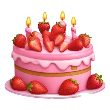 pink birthday cake with strawberries  sticker