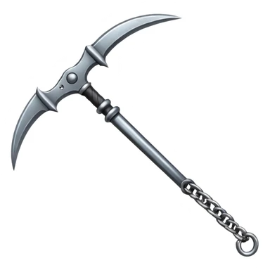 make japan weapon named "kusarigama" like hoe with chain and ball at the end of chain sticker