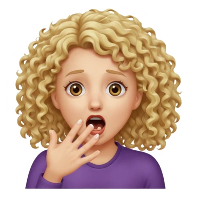 Emoji di ragazza bionda riccia che urla e mette una mano ben aperta in faccia davanti la bocca e gli occhi sticker