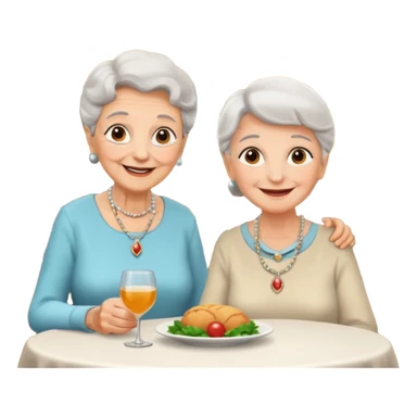 conversación dentro de un restaurant  dos personas y una de las persoans sea una abuela sticker