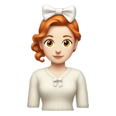 Red-haired girl with bow in hair with pale skin white sweater sticker