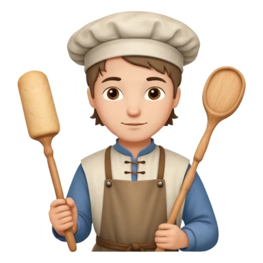 baker with rolling pin in Medieval Villagers sticker