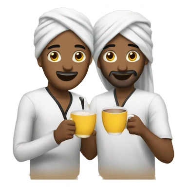 2 friends drinking a cup of tee and enjoing it make them look arabic sticker