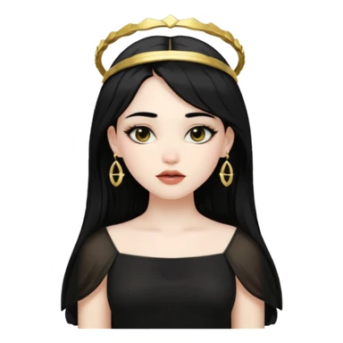 Rosalia (the singer) virgin. (Use lux album cover as reference). Hais black hair with a bleached halo band  in hair and gold lips. sticker