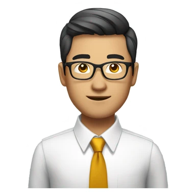asian guy professional, looking like CEO, confident, glasses sticker