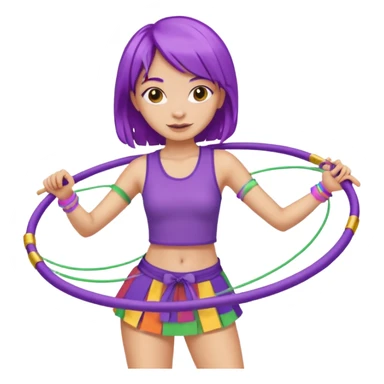 purple haired light skinned woman hula hooping sticker