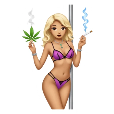 Light skin Exotic dancer on stripper pole smoking weed sticker