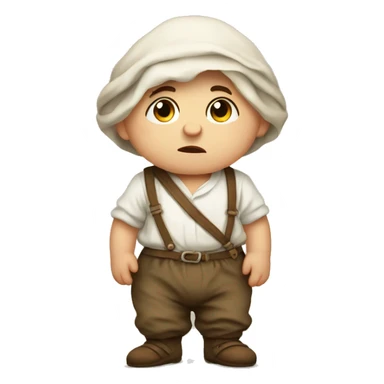 Sad European peasant baby in pants sticker