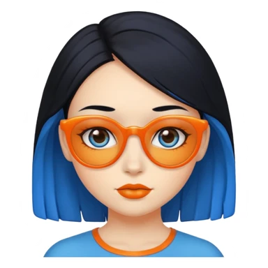 blue skinned orange glassed child girl sticker