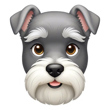 Cinematic Noble Miniature Schnauzer Portrait Emoji, Standing with a proud and stately demeanor, showcasing a sharply defined, salt-and-pepper fur with distinguished eyebrows and a confident, alert expression, simplified yet exquisitely detailed, glowing with a refined, dignified radiance, high shine, exuding intelligence and classic noble charm, soft glowing outline, capturing the essence of a noble Miniature Schnauzer that commands attention with effortless style! sticker