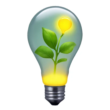 a plant sprout inside a yellow glowing idea lightbulb sticker