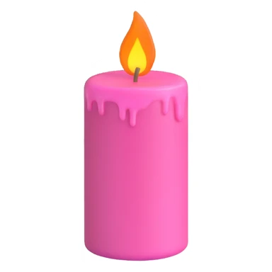 A pink candle with a flame on it, viewed from top to bottom. sticker