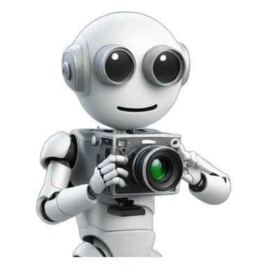 robot director holding a film camera sticker