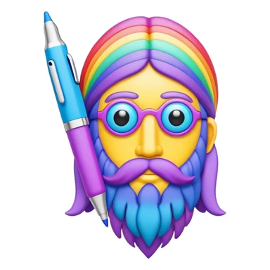 3D, psychedelic colored pen, hippie style sticker