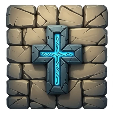 stone wall with a glowing Skyrim word of power rune sticker