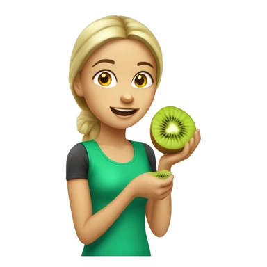 caucasian girl eating kiwi sticker