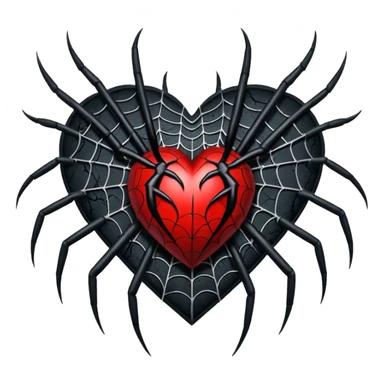 realistic gothic heart with a black spiderweb sticker