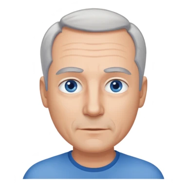 Middle aged man with receding grey hair and no beard, blue eyes sticker